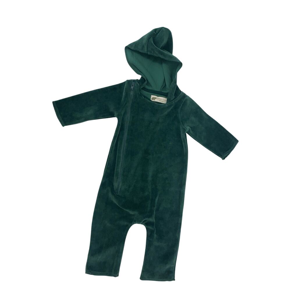 Monica + Andy Velour Moto Romper green 3-6M